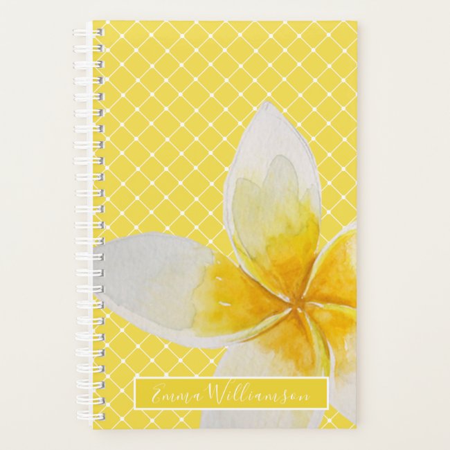 Elegant Tropical Flower & Trellis Pattern | Yellow