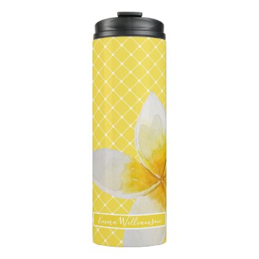 Elegant Tropical Flower & Trellis Pattern | Yellow