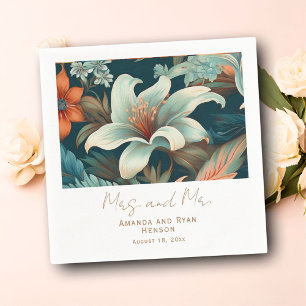 Elegant Tropical Flowers Mrs Mr Floral Wedding Napkins