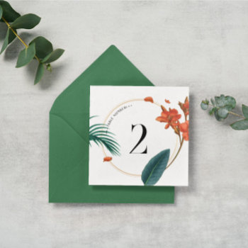 Elegant Tropical Flowers Wedding-table Number Thank You Card by artOnWear at Zazzle