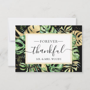 Elegant Tropical Gold & Black Wedding Shower Thank You Card