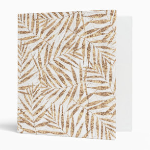 Elegant Tropical Gold Palm Leaves 3 Ring Binder
