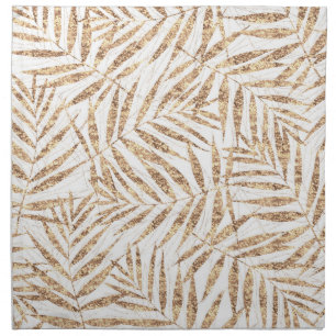 Elegant Tropical Gold Palm Leaves Cloth Napkin