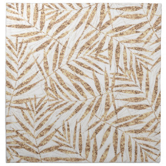 Elegant Tropical Gold Palm Leaves Cloth Napkin