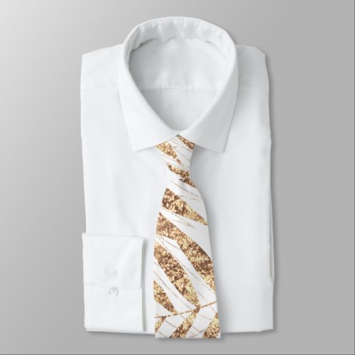 Elegant Tropical Gold Palm Leaves Neck Tie