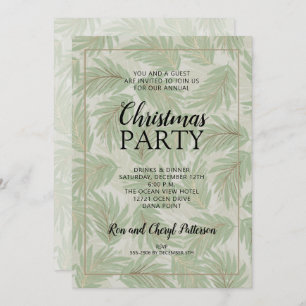 Elegant Tropical Green Christmas Party Invitations