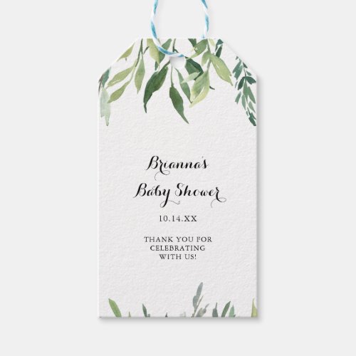 Elegant Tropical Green Foliage Baby Shower Gift Tags