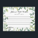 Elegant Tropical Green Foliage Wedding Advice Card<br><div class="desc">This elegant tropical green foliage wedding advice card is perfect for a modern wedding. This hand-drawn design features watercolor beautiful green leaves. These cards are perfect for a wedding, bridal shower, baby shower, graduation party & more. Personalize the cards with the names of the bride and groom, parents-to-be or graduate....</div>