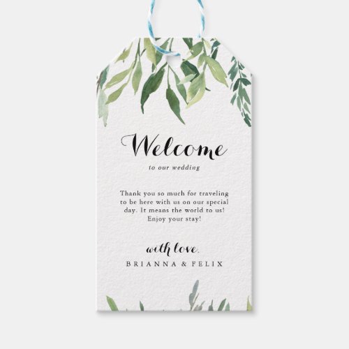 Elegant Tropical Green Foliage Wedding Welcome Gift Tags