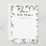 Elegant Tropical Green Foliage Wedding Well Wishes Advice Card<br><div class="desc">This elegant tropical green foliage wedding well wishes advice card is perfect for a simple wedding. This hand-drawn design features watercolor beautiful green leaves. These cards are perfect for a wedding, bridal shower, baby shower, graduation party & more. Personalize the cards with the names of the bride and groom, parents-to-be...</div>