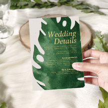 Elegant Tropical Green Monstera Wedding Details