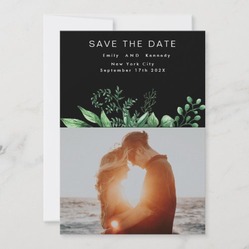 Elegant Tropical Green Sage Watercolor Wedding Save The Date