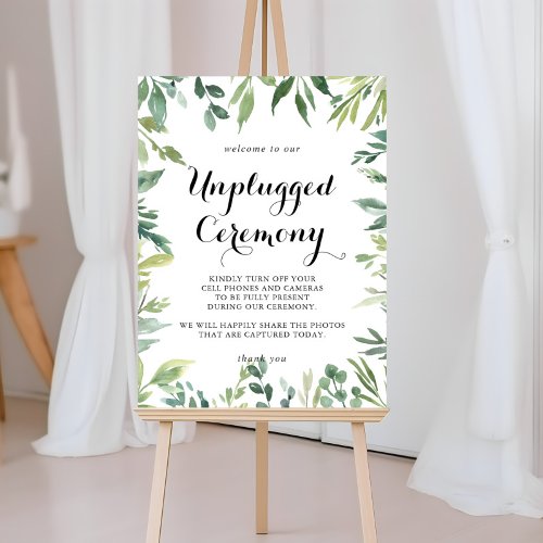 Elegant Tropical Green Unplugged Ceremony Sign