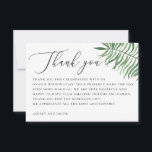 Elegant tropical greenery. Palm leaves wedding Thank You Card<br><div class="desc">Elegant tropical greenery palm wedding thank you card.</div>