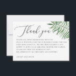 Elegant tropical greenery. Palm leaves wedding Thank You Card<br><div class="desc">Elegant tropical greenery palm wedding thank you card.</div>