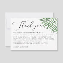 Elegant tropical greenery. Palm leaves wedding Thank You Card