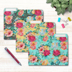 Elegant Tropical Hibiscus Floral Patterns File Folder