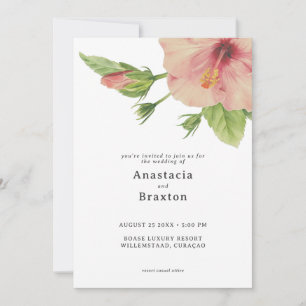 Elegant Tropical Hibiscus Flower Wedding Invitation