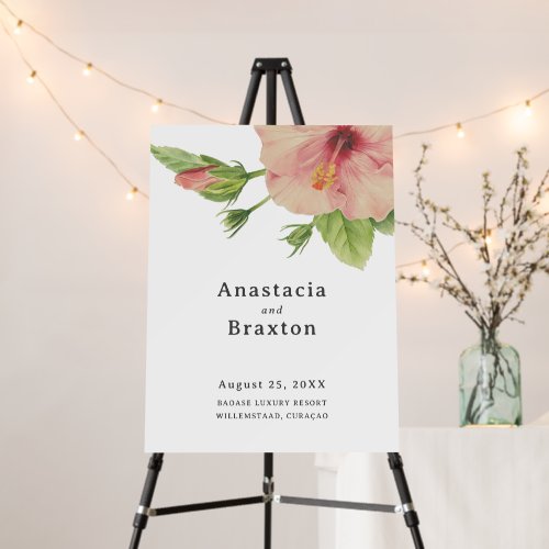 Elegant Tropical Hibiscus Wedding Welcome Sign