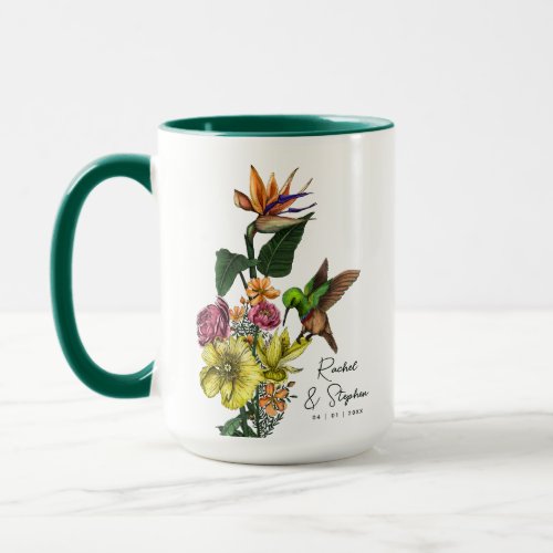 Elegant Tropical Hummingbird Floral Summer Wedding Mug