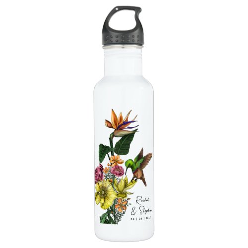 Elegant Tropical Hummingbird Floral Summer Wedding Stainless Steel Water Bottle