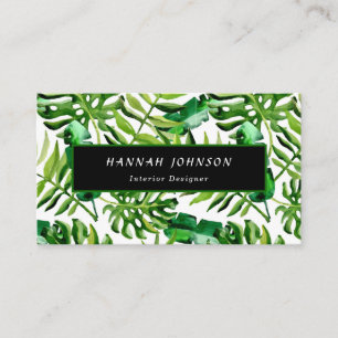 Elegant Tropical Interior Designer Business Card