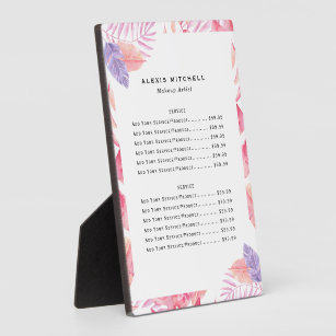 Elegant Tropical Interior Designer Price List Plaque