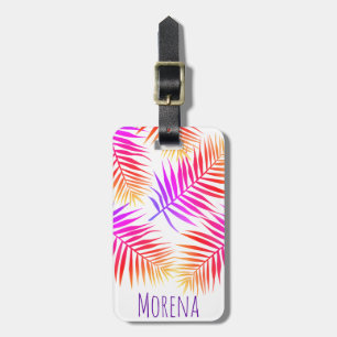 Elegant Tropical Island Palm Fronds & Name Luggage Tag