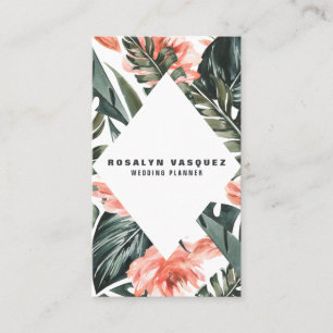Elegant Tropical Jungle Greenery Modern Business Card