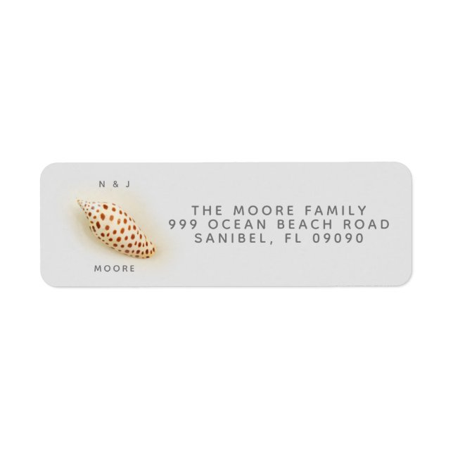 Elegant Tropical Junonia Beach Shell Return Addres Label (Front)