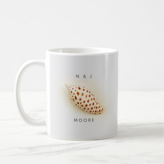 Elegant Tropical Junonia Florida Beach Shell Name Coffee Mug (Left)
