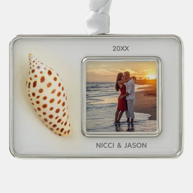 Elegant Tropical Junonia Florida Beach Shell Photo Christmas Ornament (Front)