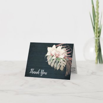 Elegant Tropical Leaf Navy Blue Floral Thank You by EverythingBusiness at Zazzle