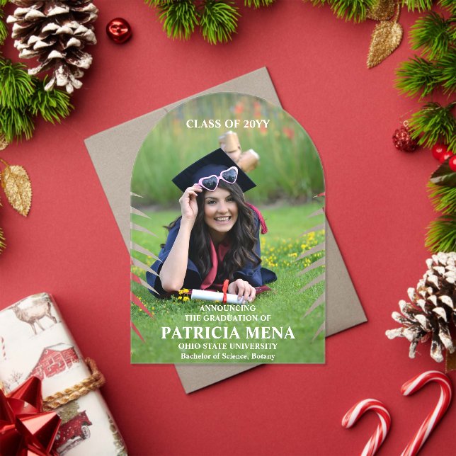 Elegant Tropical Leave Graduation Photo  Acrylic Invitations (Insitu (Holiday))
