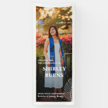 Elegant Tropical Leave Graduation Photo Banner