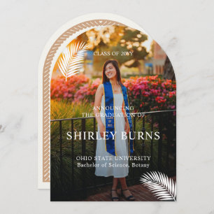 Elegant Tropical Leave Graduation Photo Invitation