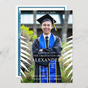 Elegant Tropical Leave Graduation Photo Invitation