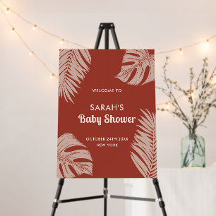 Elegant Tropical Leaves Baby Shower Welcome Sign 
