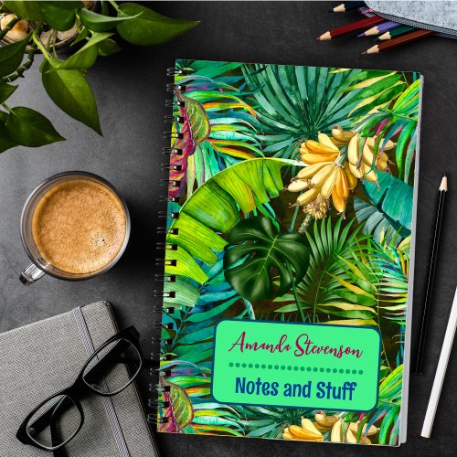 Elegant tropical leaves floral banana pattern  notebook