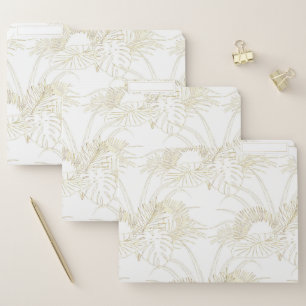 Elegant tropical leaves golden strokes design file folder