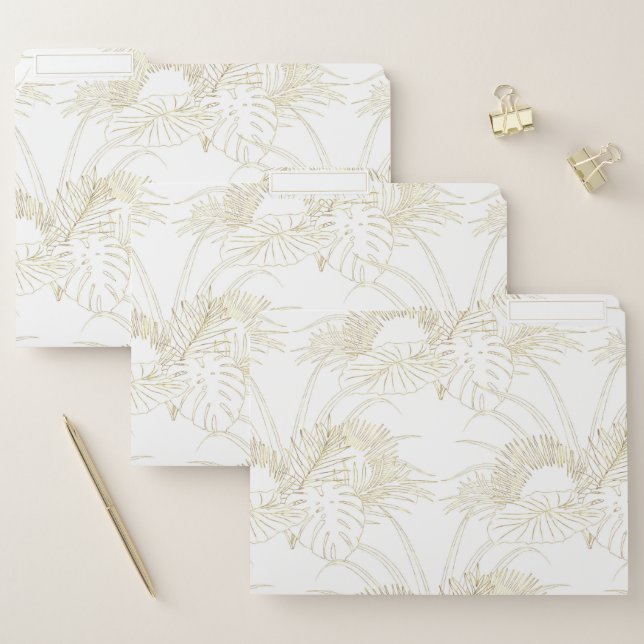 Elegant tropical leaves golden strokes design file folder (Set)