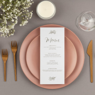 Elegant Tropical Leaves Minimalistic Wedding Menu