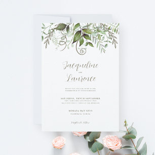 Elegant Tropical Lush Greenery Wedding Invitation