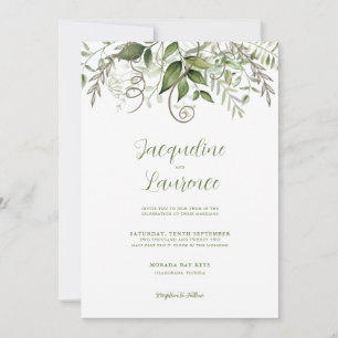 Elegant Tropical Lush Greenery Wedding Invitation