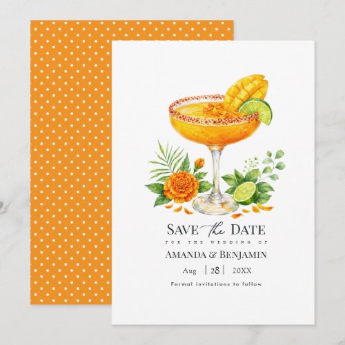 Elegant Tropical Mango Margarita Wedding Save The Date