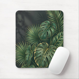 Elegant Tropical Monstera Leaves Mouse Pad
