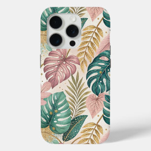 Elegant Tropical Monsteras Boho iPhone 15 Pro Case