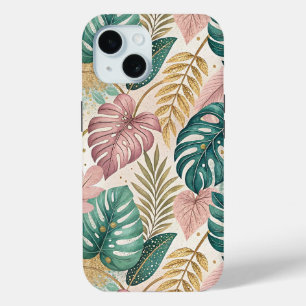 Elegant Tropical Monsteras Boho iPhone 15 Case
