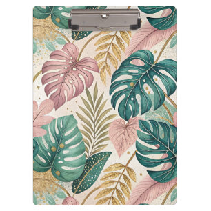 Elegant Tropical Monsteras Boho Clipboard