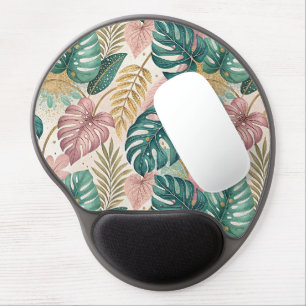 Elegant Tropical Monsteras Boho Gel Mouse Pad